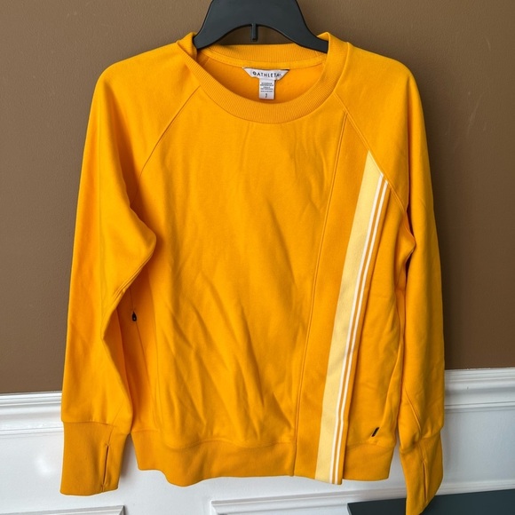 Athleta Triumph Game Point Sweatshirt Women’s Yellow with Stripes Size SP - Picture 3 of 8